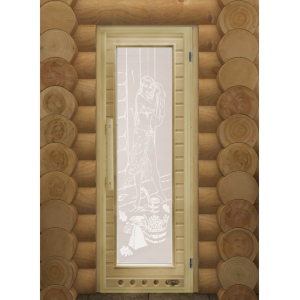 Дверь для сауны DOORWOOD липа со стеклом с петлями с вентиляционной решеткой "ЭЛИТ" 