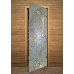 "КУПАЛЬЩИЦА" дверь для бани АКМА стекло с фьюзингом 690х1890мм