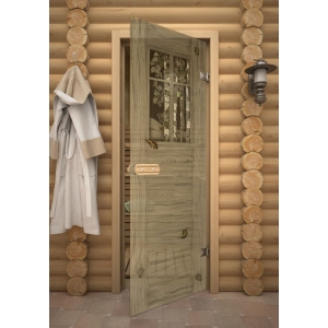 "ОКОНЦЕ" дверь для бани АКМА стекло с фьюзингом 690х1890мм