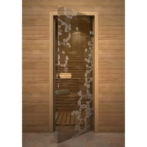 "РУЧЕЙ" дверь для бани АКМА стекло глассджет 690х1890мм