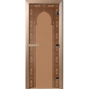 Дверь для бани "восточная арка" стекло бронза матовая коробка ольха 70х190см