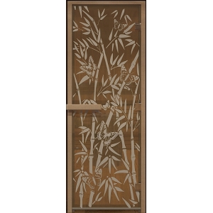 Дверь для бани "бамбук и бабочки" стекло бронза прозрачная коробка ольха 70х190см
