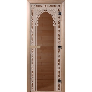 Дверь для бани "восточная арка" стекло бронза прозрачная коробка ольха 70х190см