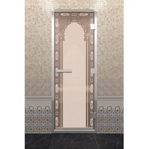 Дверь для хамама DoorWood Alum бронза матовая "Восточная арка" 70х190 см