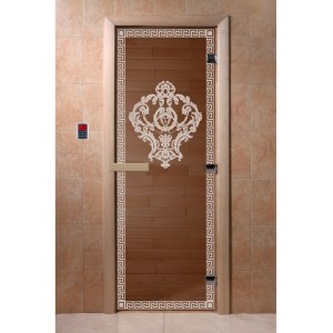 Дверь для бани "версаче" стекло бронза прозрачная коробка ольха 70х190см 