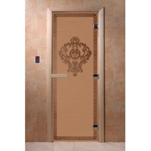 Дверь для бани "версаче" стекло бронза матовая коробка ольха 70х190см