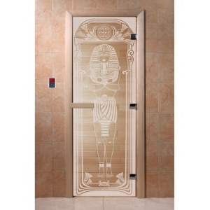 Дверь для бани "египет" стекло прозрачная коробка ольха 70х190см