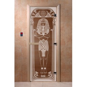 Дверь для бани "египет" стекло бронза прозрачная коробка ольха 70х190см