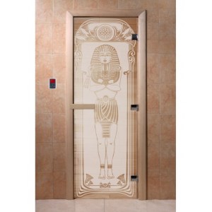 Дверь для бани "египет" стекло сатиновая коробка ольха 70х190см