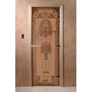Дверь для бани "египет" стекло бронза матовая коробка ольха 70х190см