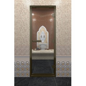 Дверь хамам "золотой профиль" бронза 70х190 см