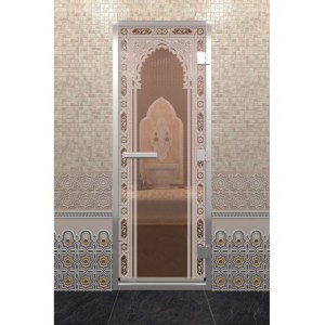 Дверь для хамама Alum бронза прозрачная "Восточная арка" 70х190 см