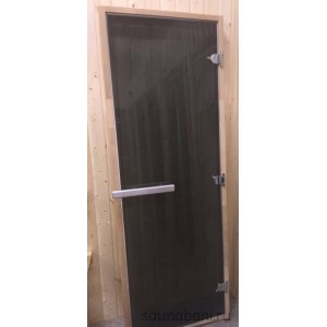 Дверь для бани стеклянная Графит прозрачная коробка 190x70 ольха