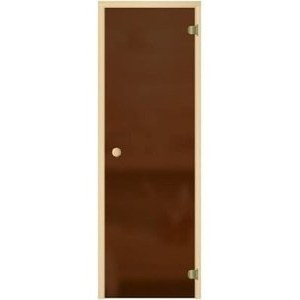 Дверь для бани стеклянная бронза матовая 190x70 коробка деревянная
