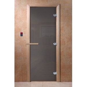     Дверь для бани стеклянная графит коробка 190x70 осина(3 петли,стекло 8мм)