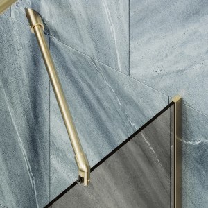 Стеклянная шторка Бронза, прозрачное 6мм, профиль Золото, бесповоротный профиль