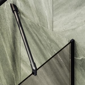 Стеклянная шторка Бронза, прозрачное 6мм, профиль Черный, бесповоротный профиль