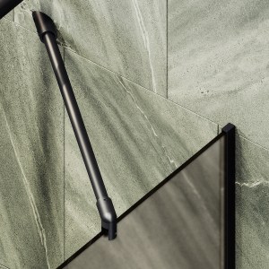 Стеклянная шторка Бронза, матовое 6мм, профиль Черный, бесповоротный профиль